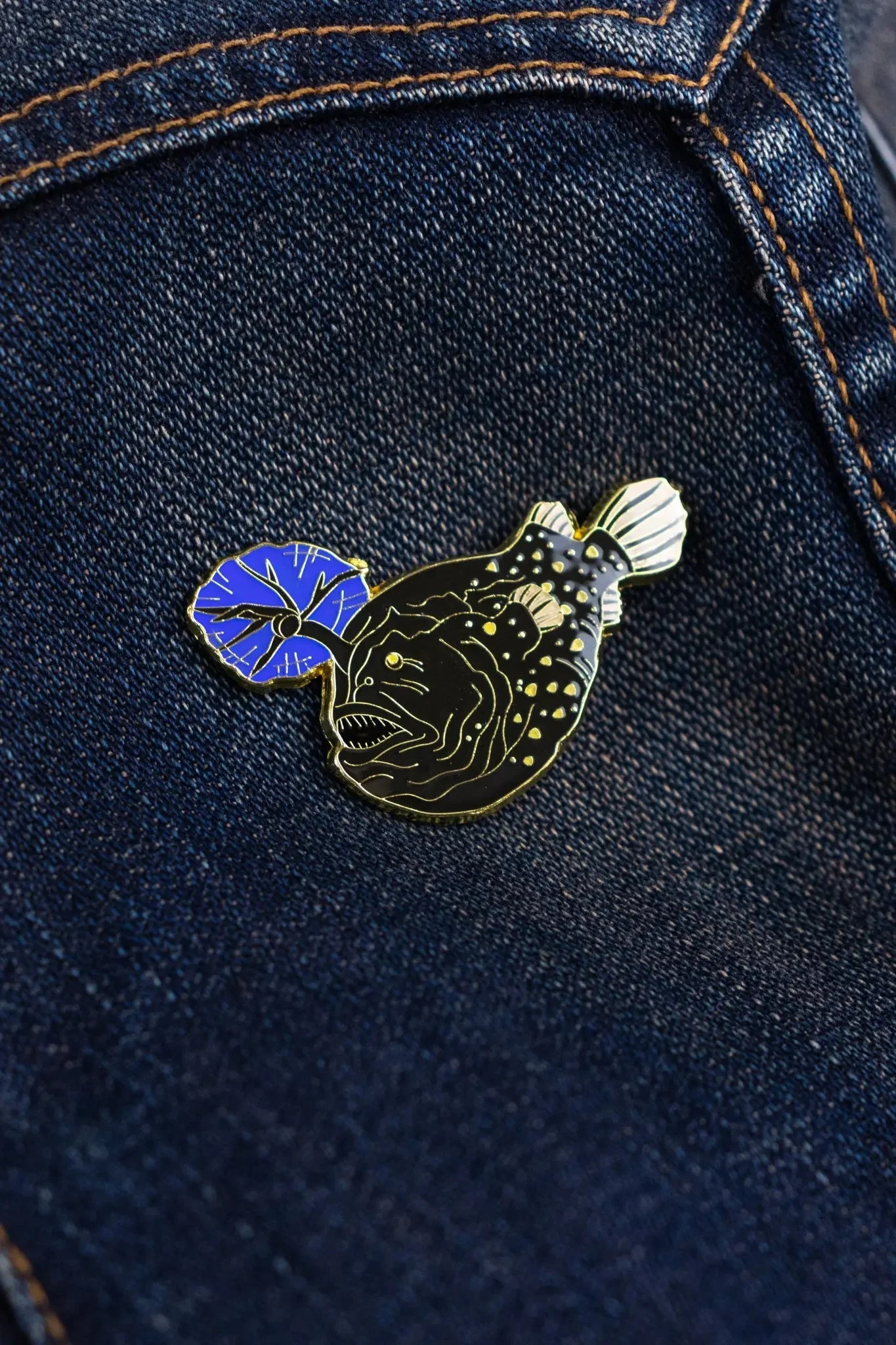 Atlantic Footballfish Enamel Pin (Himantolophus groenlandicus) - Image 2