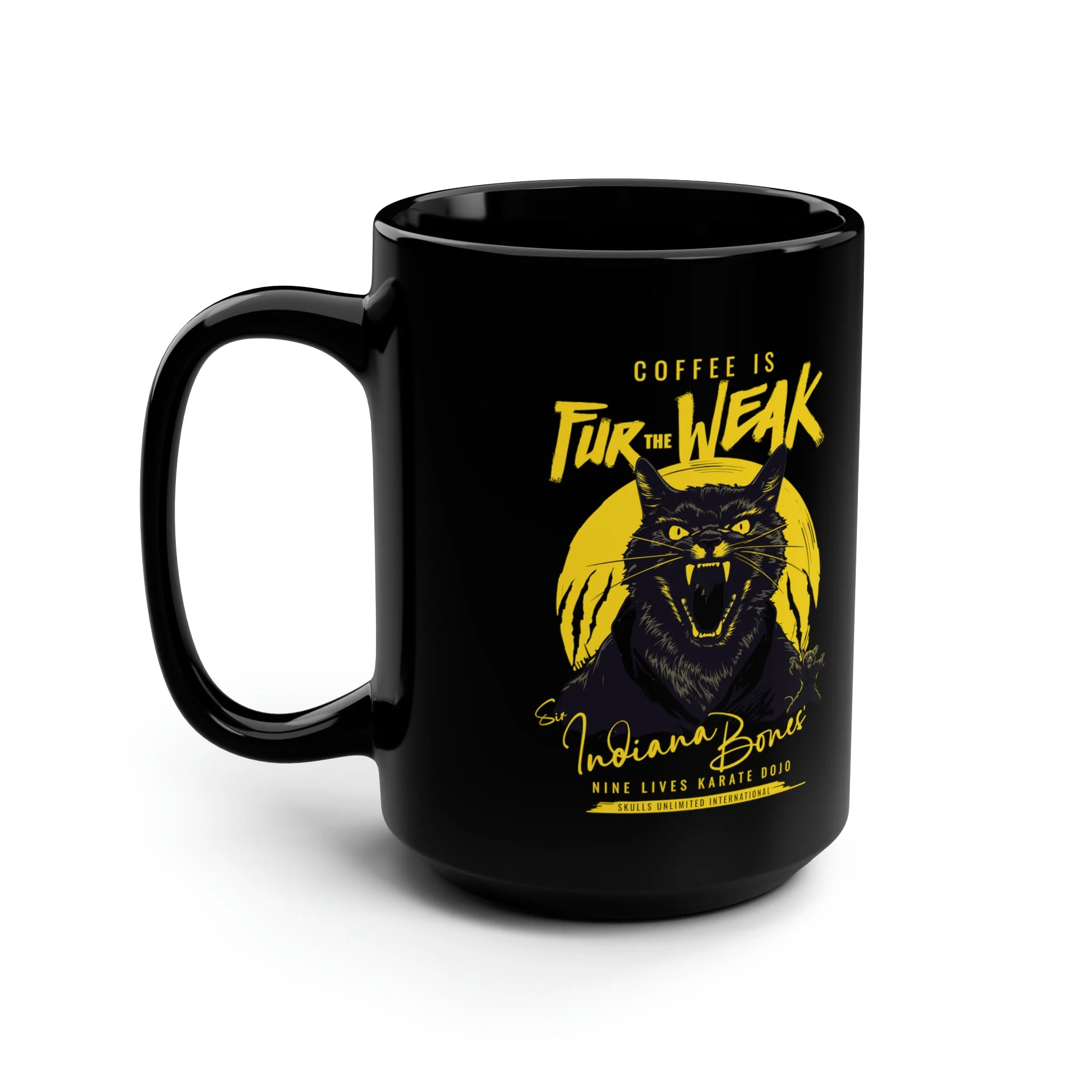 Coffee is FUR THE WEAK - Sir Indiana Bones Karate Mug, 15oz - Image 5