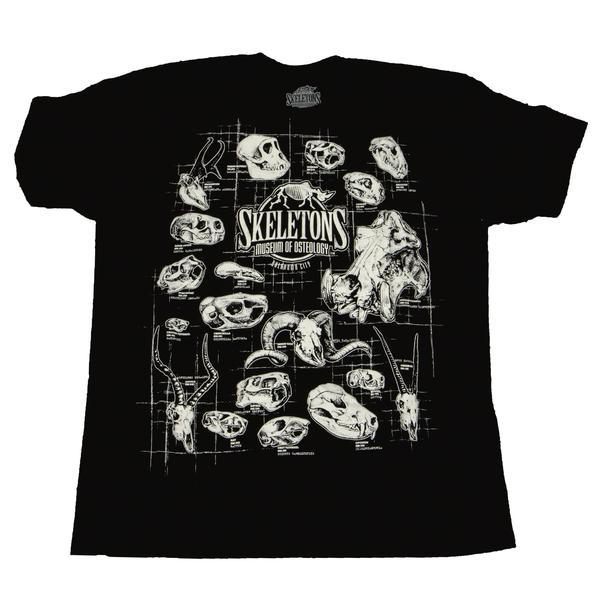 SKELETONS: Museum of Osteology Classic Skulls T-Shirt - Glow-in-the-Dark