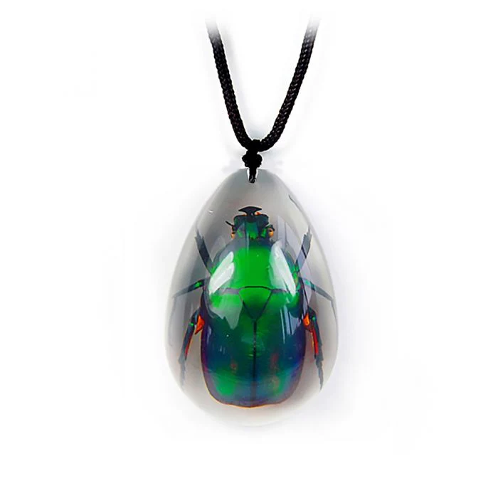 Real Green Chafer Beetle in Acrylic Necklace - Image 2