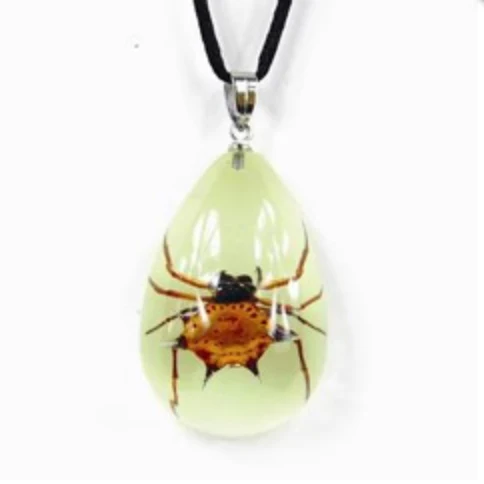 Real Spiny Spider in Acrylic Pendant Necklace - Image 2