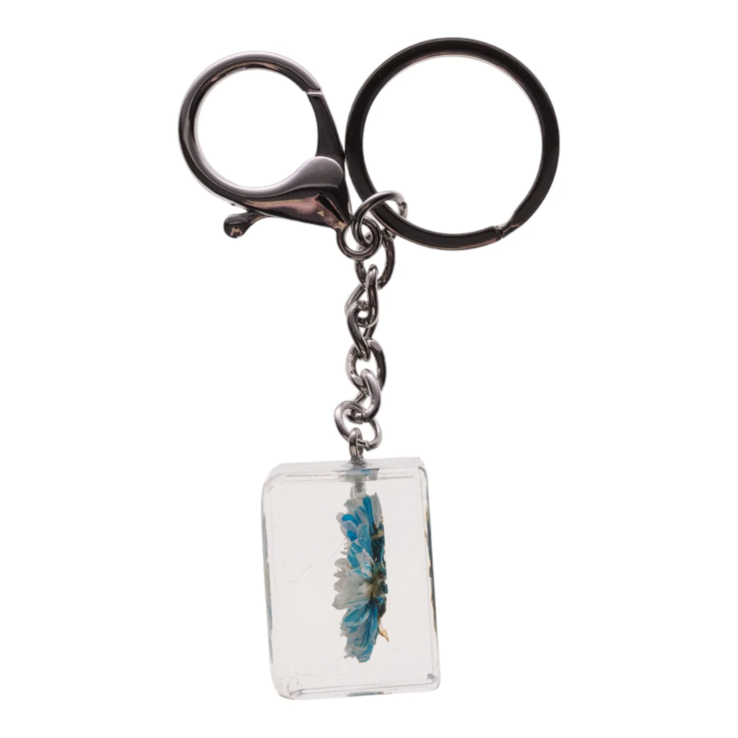 Real Daisy in Acrylic Cube Keychain - Blue - Image 2