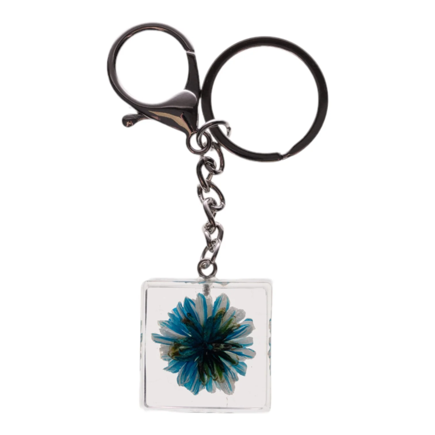 Real Daisy in Acrylic Cube Keychain - Blue - Image 3