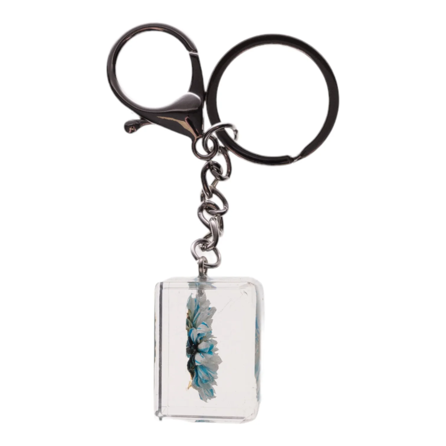 Real Daisy in Acrylic Cube Keychain - Blue - Image 4